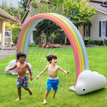 Image of Teamson Kids Large Water Sprinkler Arch, Inflatable Giant Rainbow Splash Fun, Outdoor Garden Toy for Boys & Girls - Multi-colour