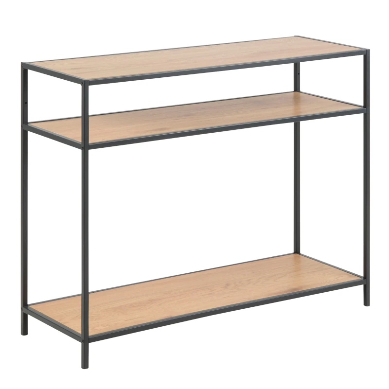 Image of Furniture To Go Seaford Console Table, 2 Shelves in Black & Oak Black Unisex