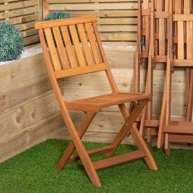 Image of Set of 4 Bowness Outdoor Garden Patio Wooden Folding Chairs