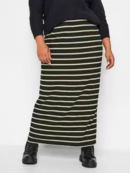 Image of Yours Yours Rib Stripe Skirt Black Based Toffe, Black, Size 30-32, Women
