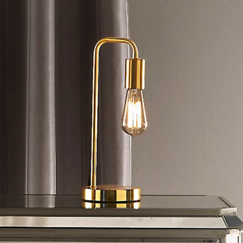 Image of K Living Caitlin Industrial Filament Bulb Table Desk Lamp Polished Brass (Yellow Gold)