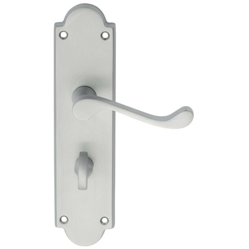 Image of Loops PAIR Victorian Scroll Handle on Bathroom Backplate 205 x 49mm Satin Chrome Multi