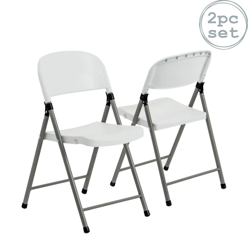 Image of Harbour Housewares Folding Trestle Chairs White Pack of 2 White