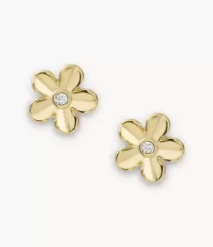 Image of Fossil Women Val Vintage Vacation Gold-Tone Stainless Steel Stud Earrings