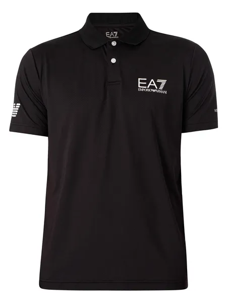 Image of EA7 Ventus Chest Logo Polo Shirt Black/White XL