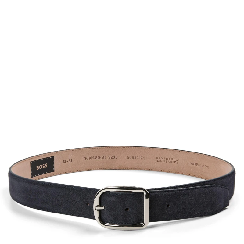 Image of Boss Mens Logan St Leather Belt Navy male 32R (85cm)