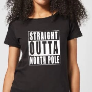 Image of Straight Outta North Pole Womens T-Shirt - Black - 5XL