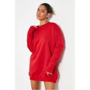 Image of I Saw It First Ultimate Oversized Sweatshirt Dress - Red