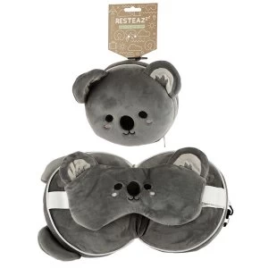 Image of Relaxeazzz Plush Cutiemals Koala Round Travel Pillow & Eye Mask