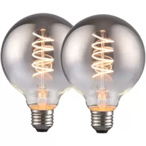 Image of Harperliving - Harper Living 4 Watts G95 E27 LED Bulb Smoked Globe Warm White Dimmable, Pack of 2