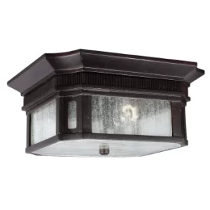 Image of Federal 2 Light Bathroom Flush Outdoor Ceiling Lantern Bronze IP44, E27