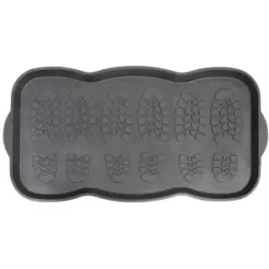 Image of JVL Multifunctional Rubber Shoe Drip Tray Boot Storage Door Mat, 41x81cm, Black