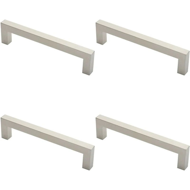 Image of Loops 4x Square Mitred Door Pull Handle 244 x 19mm 225mm Fixing Centres Satin Steel Metallics unisex