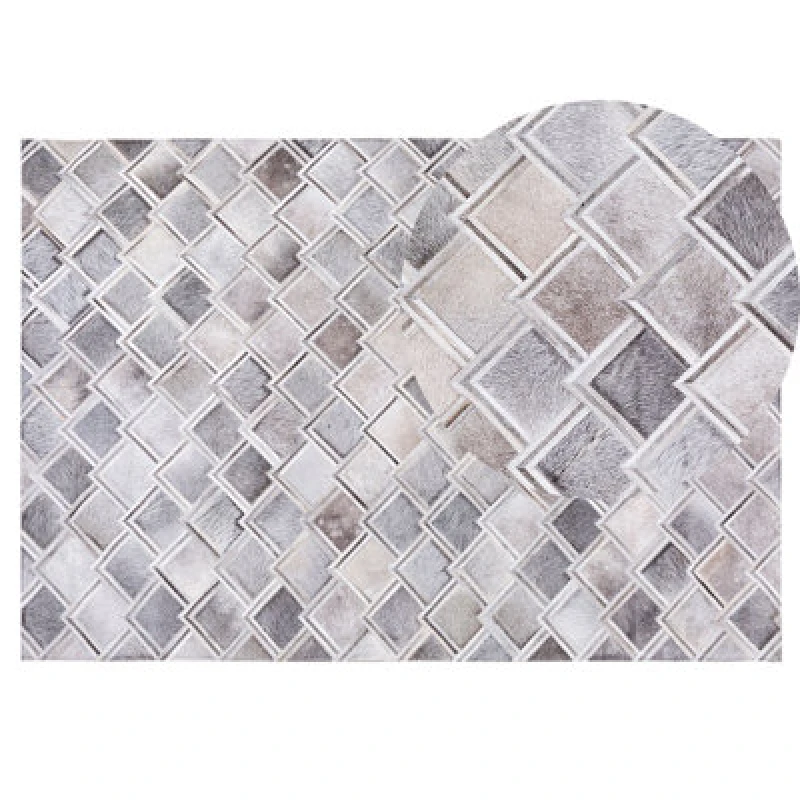 Image of Beliani Rug Agacli Grey 140 X 200 Cm Leather