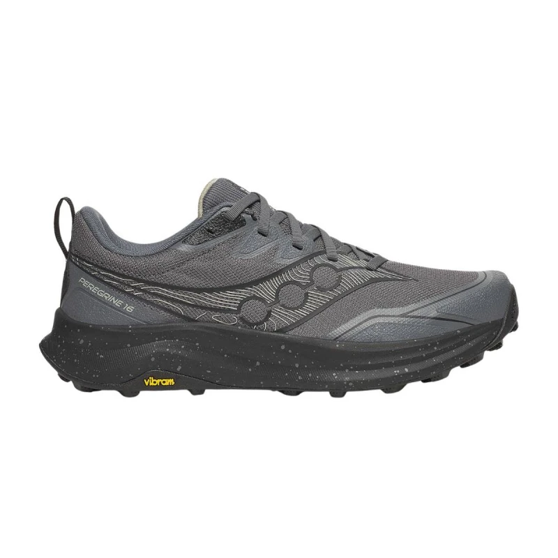 Image of Saucony Peregrine 16 Shoes Grey Black SS26, Size 44 - EUR