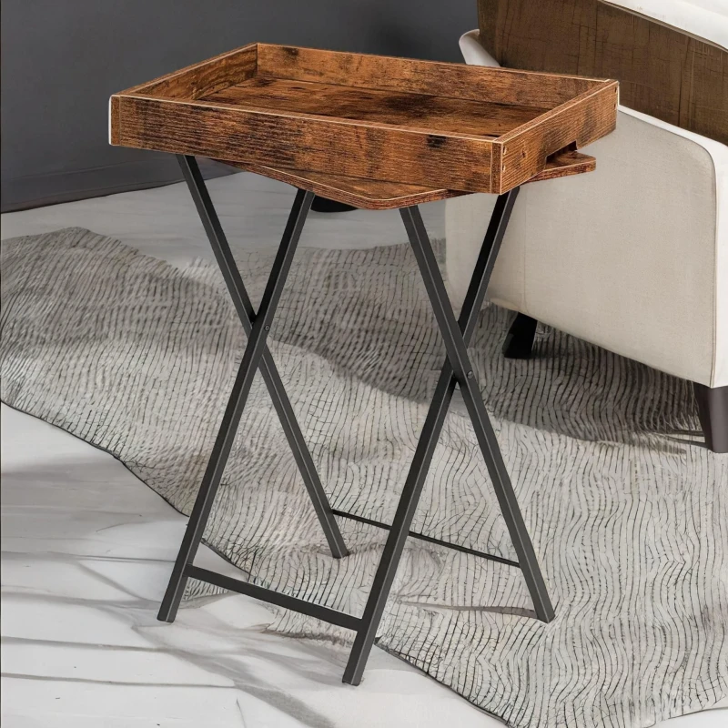 Image of Rafaelo Mobilia Folding TV Tray Table in Brown Brown Unisex