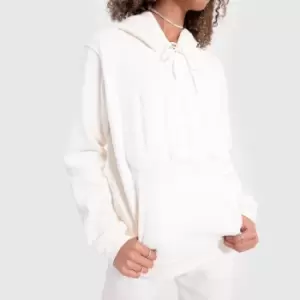 Image of UGG Rey Fuzzy Logo Hoodie In White