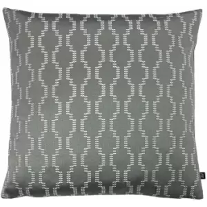 Image of Ashley Wilde Nash Embroidered Cushion Cover (50cm x 50cm) (Fog/Dark Grey) - Fog/Dark Grey