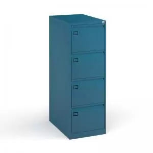 Image of Steel 4 drawer executive filing cabinet 1321mm high - blue