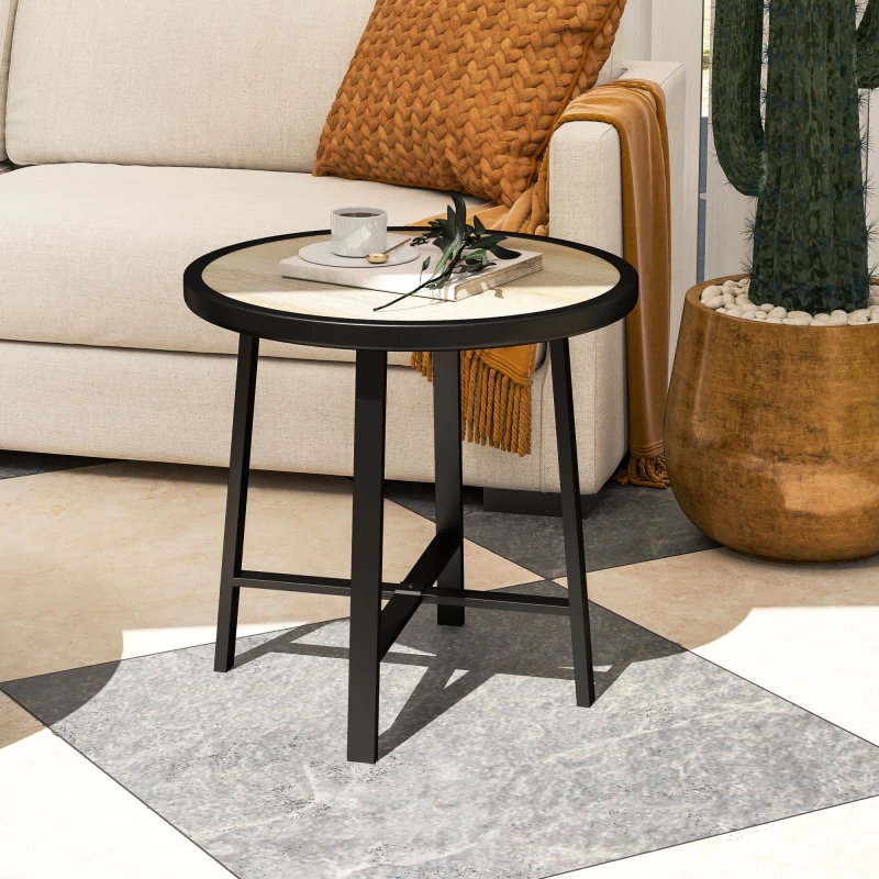 Image of Outsunny 50.5cm Round Garden Table with SPC Tabletop - Natural wood finish TJ Hughes 5063603851566