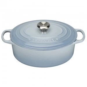 Image of Le Creuset Signature Cast Iron Oval Casserole Dish - 29cm - Coastal Blue