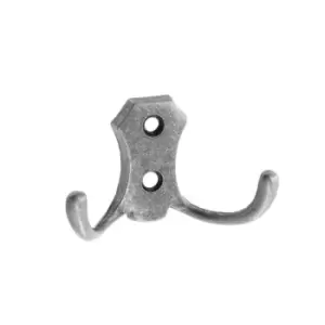 Image of GTV Small Double Coat Hanger Hook Door Wall Bath BK24 Model - Colour Old Silver,