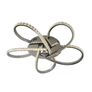 Image of Daisy 5 Light LED Flush Fitting, Chrome, Clear Crystals 4000K