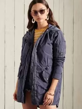 Image of Superdry Military Parka Coat - Blue Size 8, Women