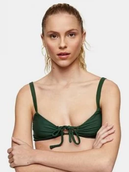 Image of Topshop Tie Front Bikini Top - Khaki