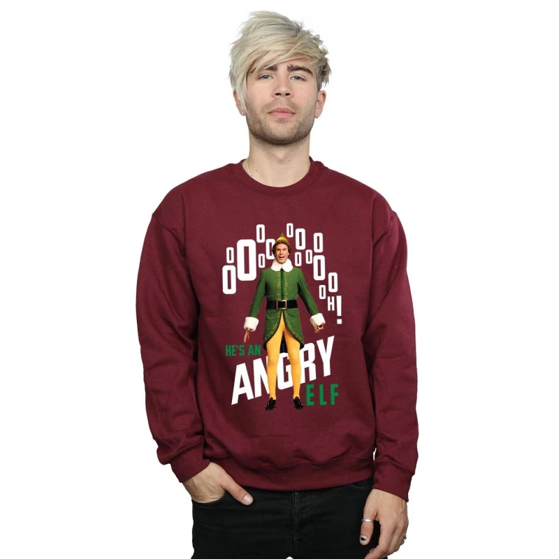 Image of Elf Elf Men Angry Sweatshirt in Burgundy Size: Small Burgundy S Male 5057736060049