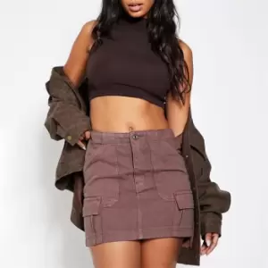 Image of I Saw It First Cargo Denim Skirt - Brown