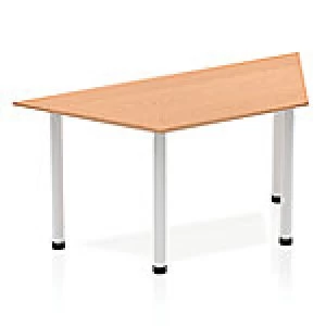 Image of Impulse Trapezium Table 1600 Oak Post Leg Silver