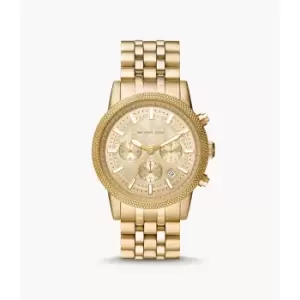 Image of Michael Kors Mens Hutton Chronograph Gold-Tone Stainless Steel Watch - Gold