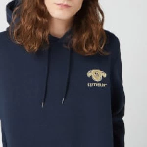 Image of Harry Potter Slytherin Unisex Embroidered Hoodie - Navy - S