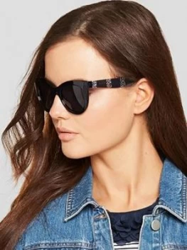 Image of Tommy Hilfiger Cateye Striped Arm Sunglasses Blue Women
