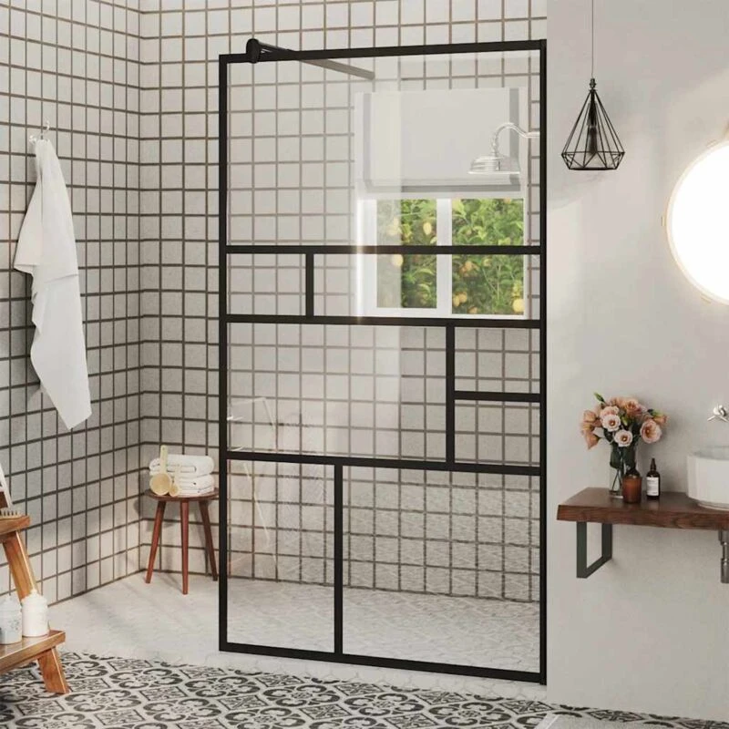 Image of VIDAXL Walk-in Shower Wall with Clear esg Glass 90x195cm Black Vidaxl 8720286416099