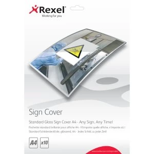 Image of Rexel 2104251 Signmaker Standard Gloss Sign Covers A4 Pack of 10
