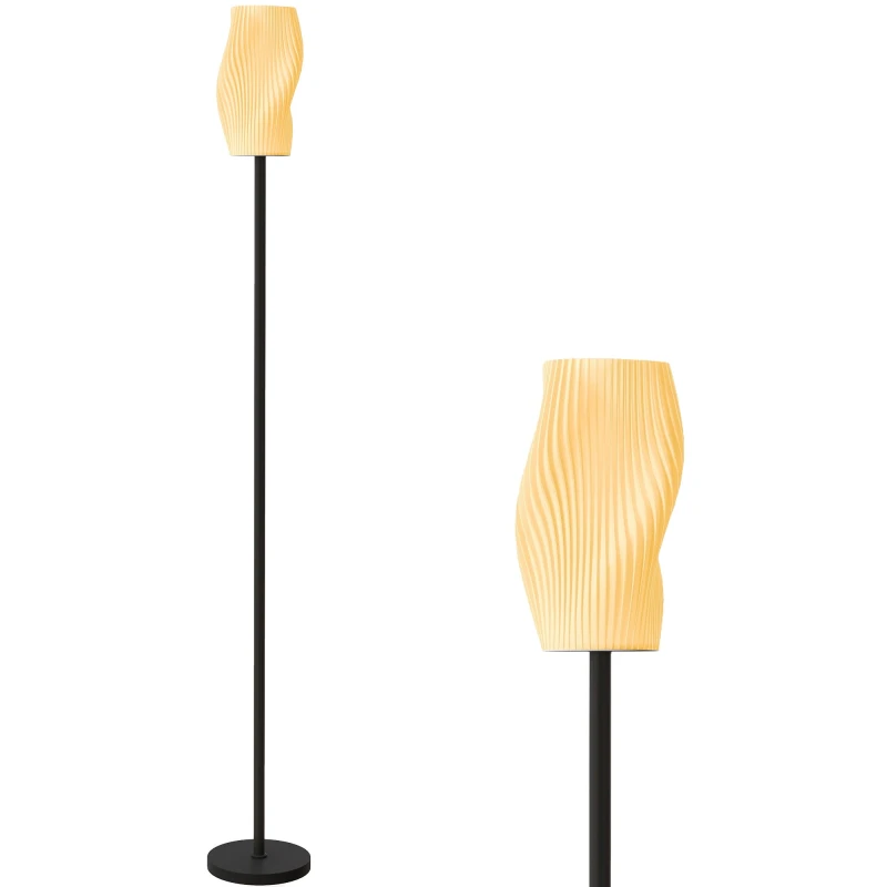 Image of HOMCOM 3D Printed Standing Lamp with Shade, 3 Colour Temperature, White B31-556V70BK