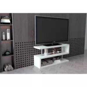 Image of Siena White High Gloss And Chrome Metal tv Stand