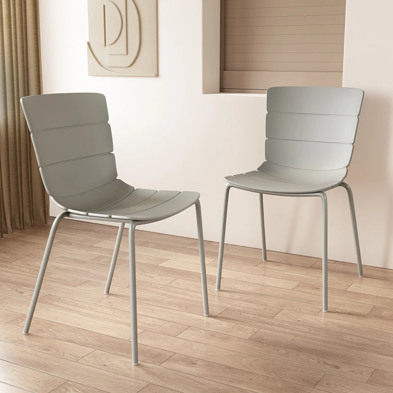 Image of Core Products Pair of Bali Kitchen Chairs with Plastic Seats & Metal Legs in Grey Size: 2 Pack Grey Unisex 2 Pack