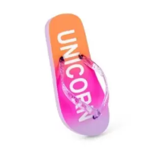 Image of Sand Rocks Girls Unicorn Flip Flips (2-3 UK) (Purple/Pink/Orange)