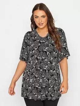 Image of Yours V-Neck 3/4 Sleeve Top - Black, Size 20, Women