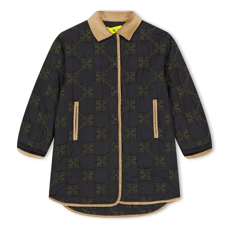 Image of Off White Kids P Padded Lightweight Overcoat Black/Yellow female 4Y
