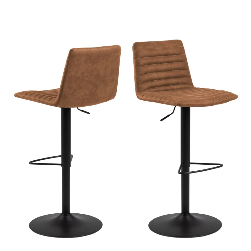 Image of Furniture To Go Kimmy Bar Stool With Brown Fabric In Set Of 2