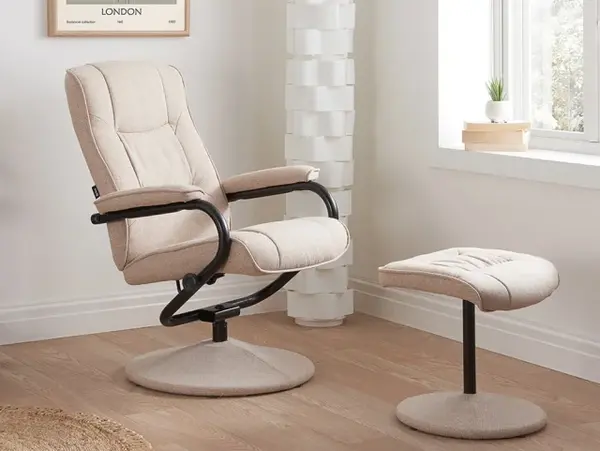 Image of Birlea Memphis Wheat Fabric Swivel Chair and Footstool