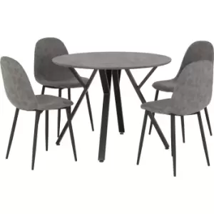 Image of Athens Round Dining Set - Concrete Effect