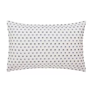 Image of Helena Springfield Moda Woven Dash Indigo 100% Cotton Duvet Cover and Pillowcase Set Blue and White