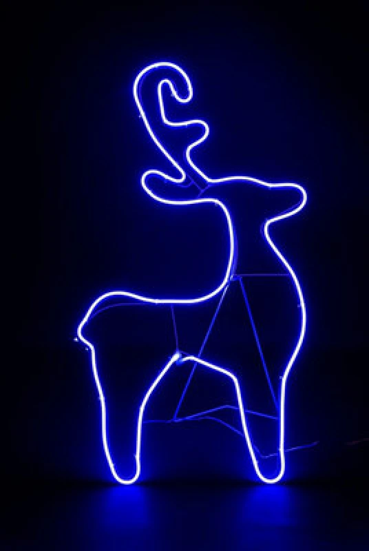 Image of Shatchi Reindeer Neon Effect Rope Light Silhouette Double Side 90 Blue Leds Christmas