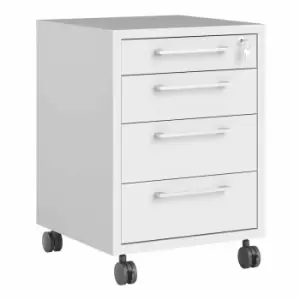 Image of Prima Mobile Cabinet with 4 Drawers, white