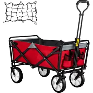 Image of Folding Wagon Cart Garden Trolley 176 lbs Load, Outdoor Utility Collapsible Wagon w/ Adjustable Handle & Universal Wheels, Portable for Camping,